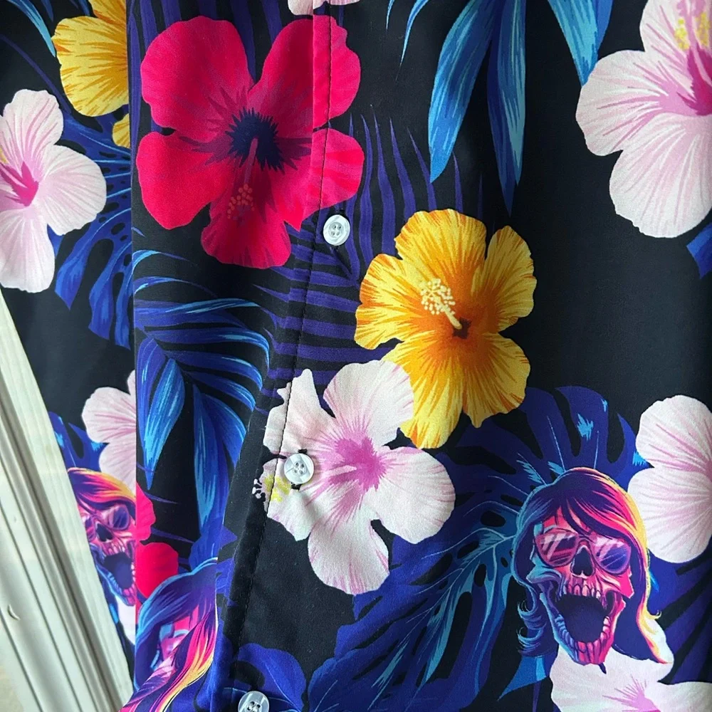Shiprocked 2025 Cruise Skully Floral Hawaiian Shirt - Picture 5 of 6